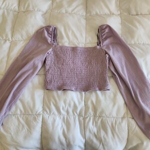 Lilac Square Long Sleeved Crop | DIVIDED